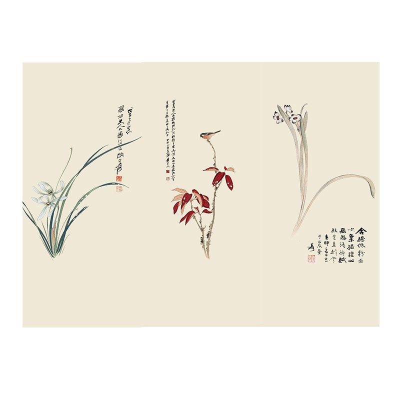 中式高端花鸟兰花图卧室衣柜自粘贴纸推拉门翻新改造防水防潮墙贴,淘宝优惠券,粉丝福利购,淘宝优惠卷