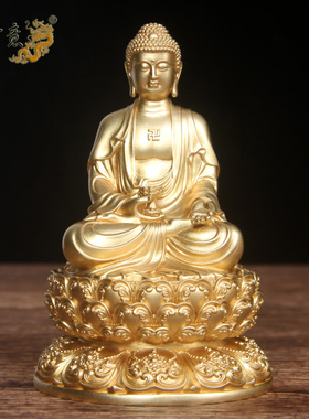 真古意 铜三宝佛佛像摆件释迦牟尼佛佛阿弥陀佛药师佛随身工艺礼