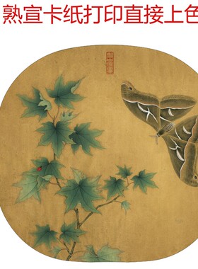 工笔画打印熟宣卡纸33厘米零基础直接上色圆形花鸟宋画初学者临摹