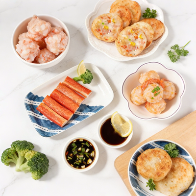 丰华任选组合95含量虾滑80含量墨鱼饼营养鳕鱼饼经典蟹棒龙虾球