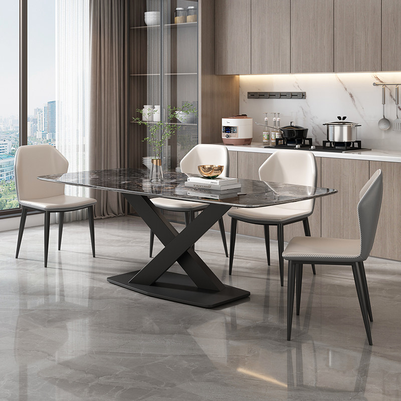 欧朗饭厅高档奢华微晶石餐桌椅组合 小户型高档岩板家用吃饭桌子,淘宝优惠券,粉丝福利购,淘宝优惠卷