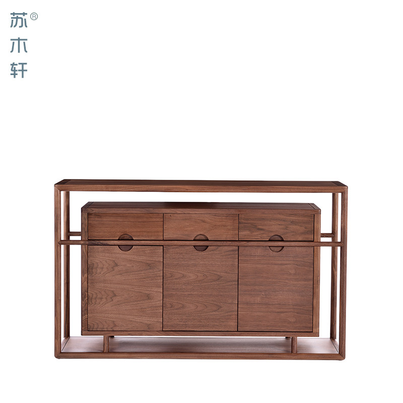 新中式实木餐边柜禅意储物收纳柜简约装饰柜黑胡桃家用门厅玄关柜,淘宝优惠券,粉丝福利购,淘宝优惠卷