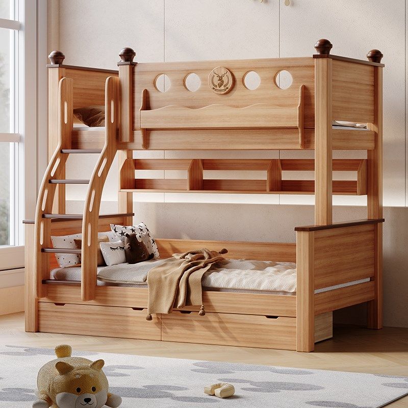 金多喜上下床双层床带书架高低床小户型上下铺床实木儿童床子母床,淘宝优惠券,粉丝福利购,淘宝优惠卷