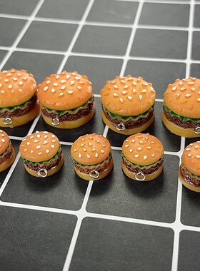 10pcs/pack Mix Big Small 3D Hamburger Resin Charms Simulatio