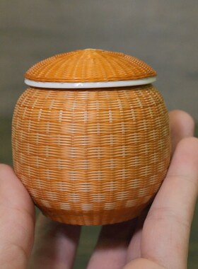 四川非遗手工艺品瓷胎竹编成都竹丝扣瓷茶叶罐茶具100毫升