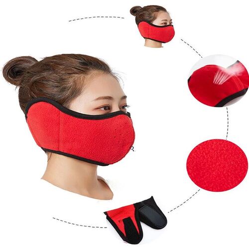Fashion Winter Half Face Mask Thermal Fleece Ear Mouth Cover - 图2