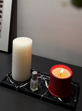 大理石香薰托盘玄关钥匙收纳北欧浪漫氛围感装饰摆件欧式复古