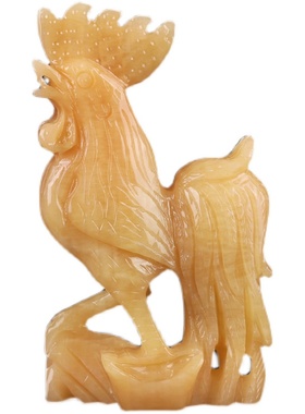 天然原石雕刻玉石鸡米黄玉工艺品玉雕玉器装饰品生肖鸡电视柜摆件