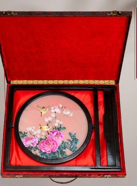 苏州刺绣摆件台屏双面两面绣纯手工苏绣屏风中式创意送礼礼品摆台