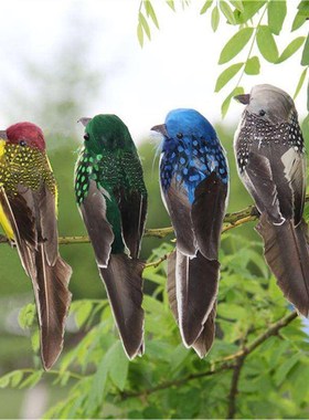 仿真泡沫羽毛麻雀小鸟摆件教学道具假鸟窝蛋巢田园林院手工装饰品