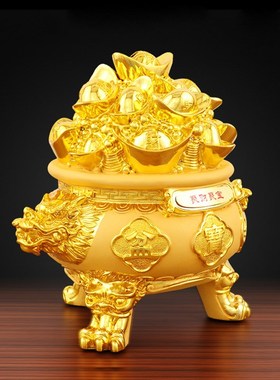 金色聚宝盆沙金聚财聚宝摆件开业乔迁送礼家居客厅装饰元宝储蓄罐
