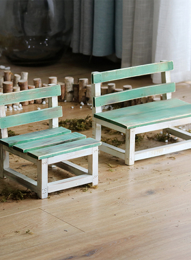 实木小板凳花园装饰小花架微景观造景幼儿园摆件拍摄道具森系
