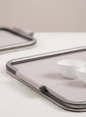 现客代简约轻奢米色金属皮质饰托盘收桌纳盘样板房厅面软托盘装品