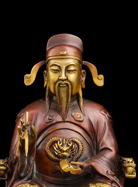 黄铜城隍爷铜像大号家用铜城隍像守护神供奉神像摆件保平安