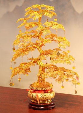 发财树纯手工铝线编织摇钱树工艺品店铺招财家居装饰创意礼品摆件