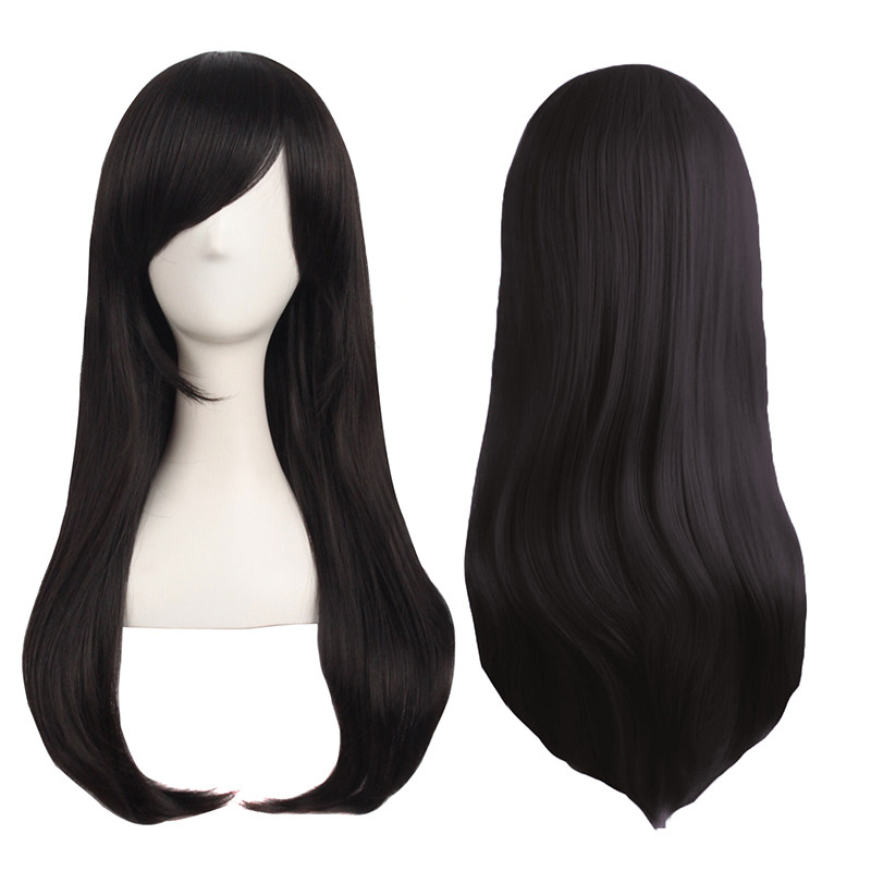 潼漫cos假发女长发60CM万用长直发微卷斜刘海自然纯黑色动漫假毛,淘宝优惠券,粉丝福利购,淘宝优惠卷