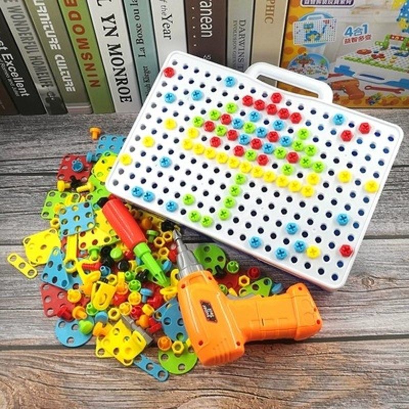 儿童电钻拧螺丝拼图螺母组合拆装玩具男女孩动手益智力工具箱,淘宝优惠券,粉丝福利购,淘宝优惠卷