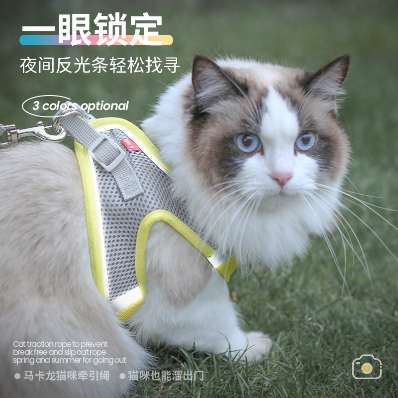 猫咪牵引绳防挣脱夏天外出专用遛猫绳背心式胸背带猫绳子用品大全,淘宝优惠券,粉丝福利购,淘宝优惠卷