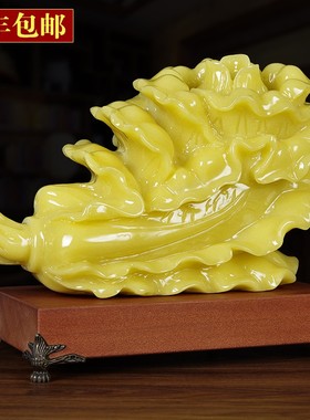 招财玉白菜摆件玉石工艺品新房乔迁开业礼品中式客厅古董架艺术品