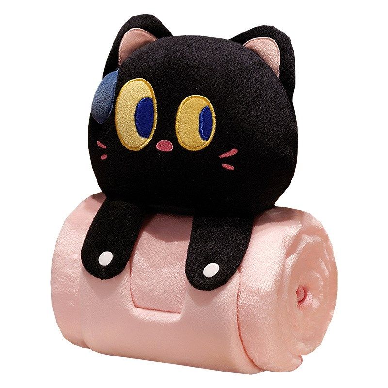 可爱午睡毯子靠垫毛巾被办公室午休毛毯抱枕二合一法兰绒披肩卷毯,淘宝优惠券,粉丝福利购,淘宝优惠卷