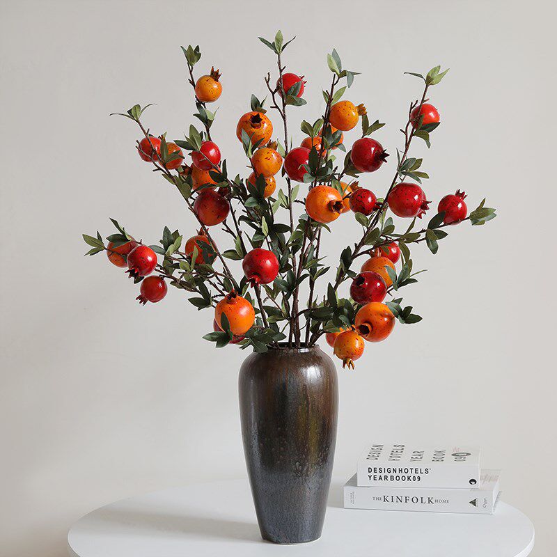 高档仿真石榴果仿真花假花插花果树枝干花客厅装饰品柿子摆件如意,淘宝优惠券,粉丝福利购,淘宝优惠卷