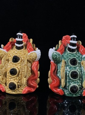 石湾陶瓷麒麟一对摆件家居玄关客厅工艺品博古柜办公室招财装饰摆