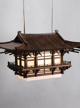 新中式创意古铜色古建筑楼阁国风灯阁吊饰客厅茶室吊饰装饰品摆件