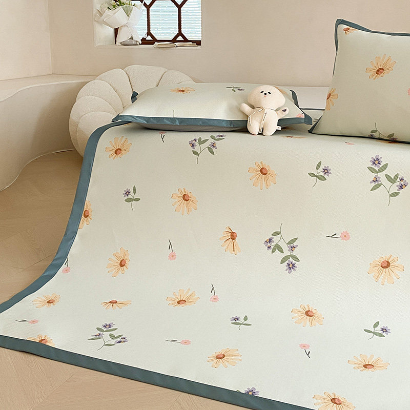 田园夏天冰丝席可水洗空调席床笠式凉席三件套1.5m1.8米A类冰藤席,淘宝优惠券,粉丝福利购,淘宝优惠卷