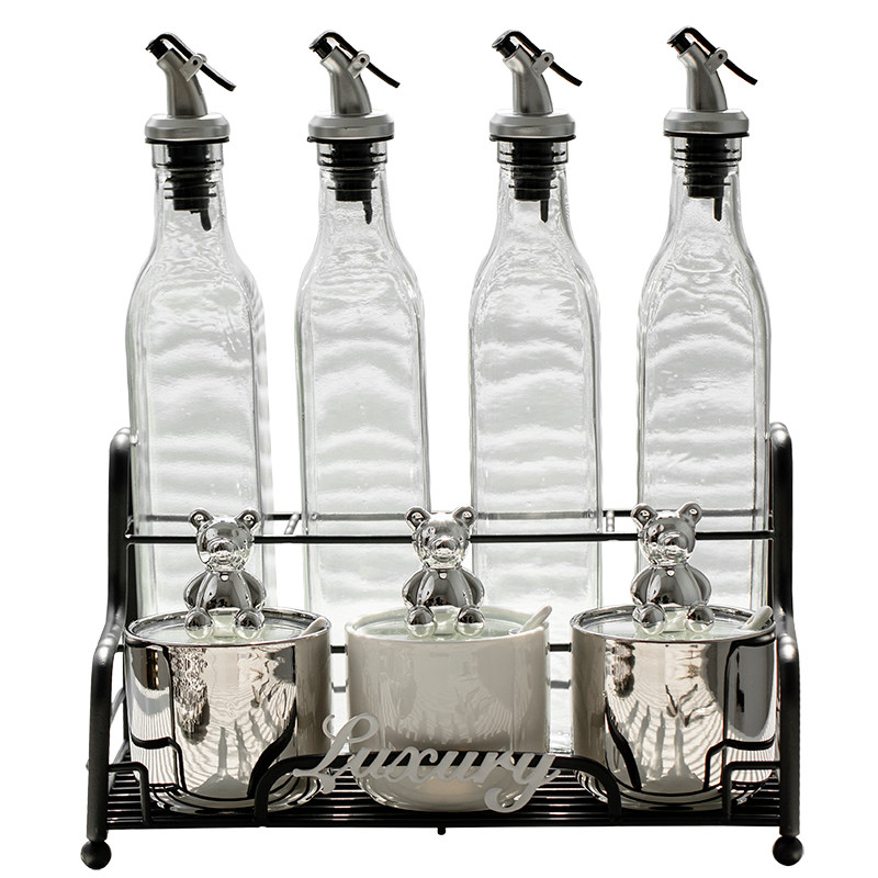 轻奢亮银调味罐家用陶瓷调味瓶厨房盐罐辣椒罐油瓶调料盒组合套装,淘宝优惠券,粉丝福利购,淘宝优惠卷