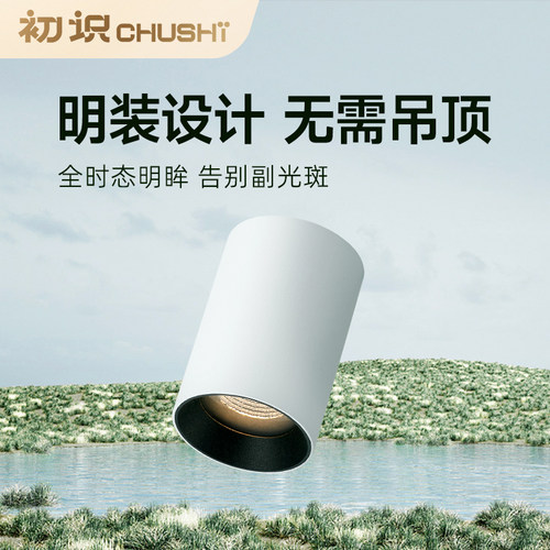 初识照明明装射灯家用客厅小山丘洗墙无主灯全光谱明装筒灯天花灯 - 图0