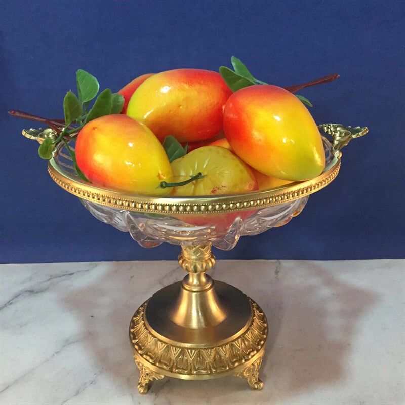 水晶配黄铜果盘欧式法式中式客厅餐厅办公室样板间鲜花花瓶工艺品,淘宝优惠券,粉丝福利购,淘宝优惠卷