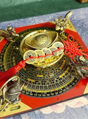 聚财阵铜招金蟾龙龟财麒麟貔貅聚宝盆家用罗盘客厅门店办公室摆件