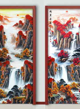 鸿运当头风景门贴纸整张自粘装饰木门墙贴翻新衣柜移门玻璃贴画