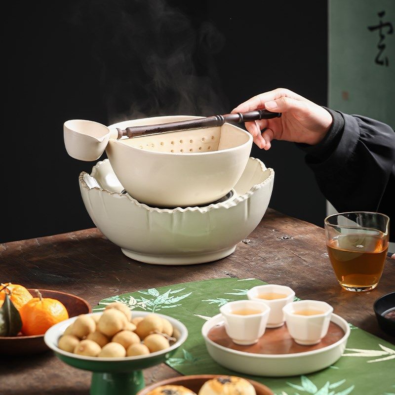 米黄汝窑围炉煮茶器古法煮茶碗家用室内煮泡碗电陶炉烤火炉套装,淘宝优惠券,粉丝福利购,淘宝优惠卷