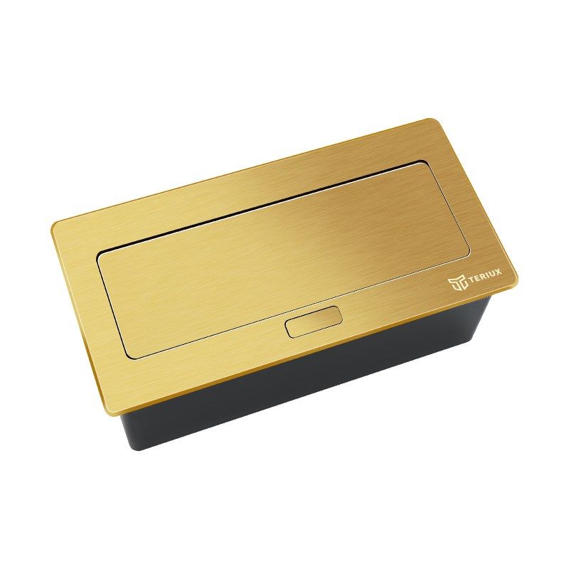 弹起式桌面插座二位五孔桌面插座嵌入式金色多媒体阻尼慢弹桌插,淘宝优惠券,粉丝福利购,淘宝优惠卷