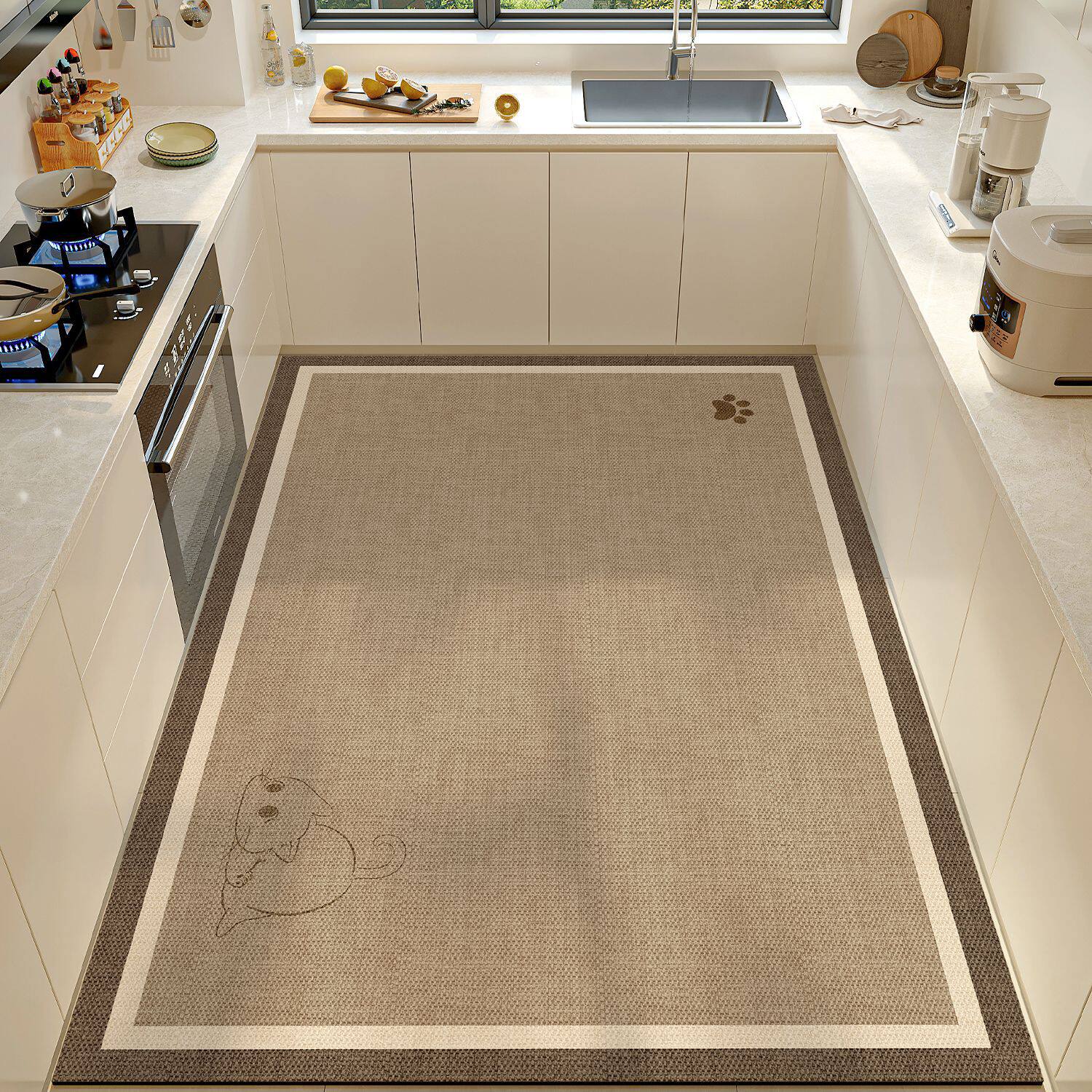 Kitchen and bathroom water-absorbing and oil-absorbing anti-slip diatom mud mat