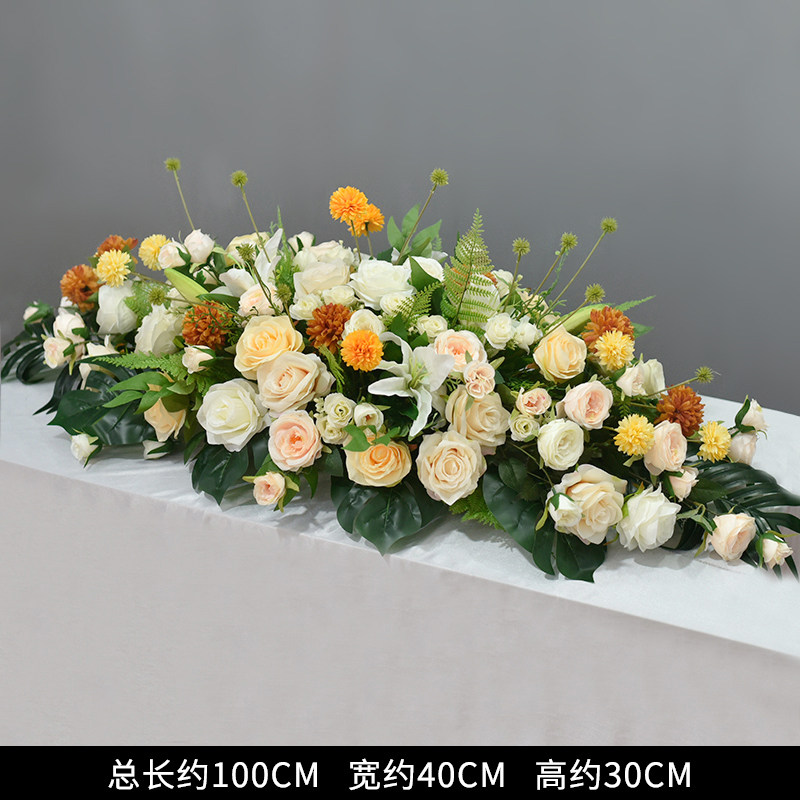 高档会议室长形桌花餐桌桌面装饰假花花艺酒店宴会布置仿真花道具,淘宝优惠券,粉丝福利购,淘宝优惠卷