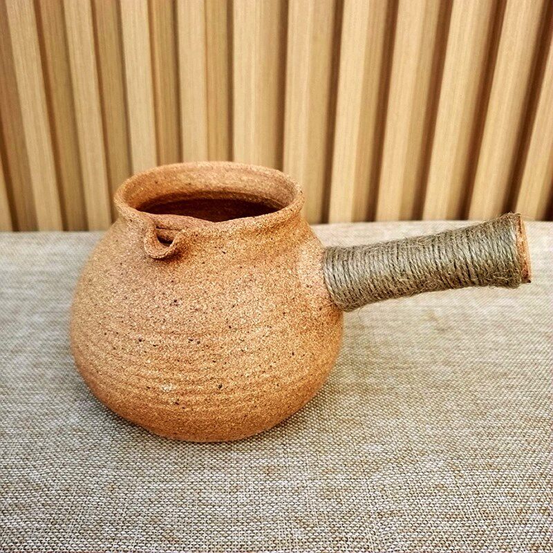 Yunnan earthen pottery jar Dali roast tea jar dry roast kang tea boiling tea jar alcohol stove side tea set full handmade firewood grill