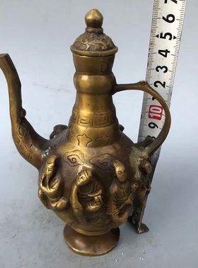 古玩铜器 八仙壶 茶壶 酒壶水壶复古老式手把壶家居工艺摆饰复古