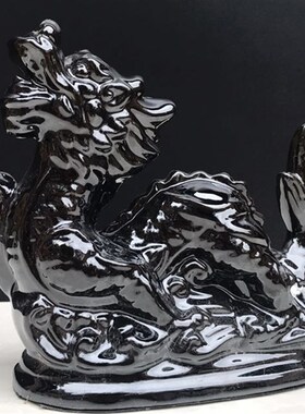 陶瓷黑色十二生肖摆件全套瓷狗鼠瓷牛马虎兔龙鸡羊猴蛇猪工艺品