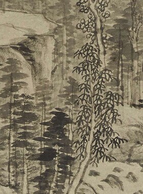 王时敏仿黄子久山水图清四王山水画临摹范本中式装饰画艺术绢布画
