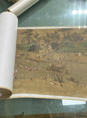 北宋 全景清明上河图 明清摹本奥地利藏本微喷复制人物装饰画装裱