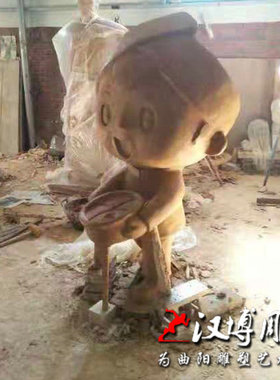 民族卡通小娃娃雕塑泥塑模型雕塑制作彩绘人物公园摆放城市摆放