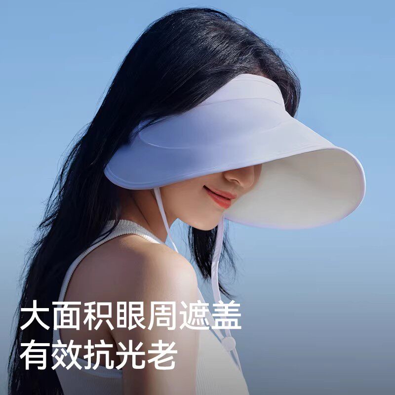 伯希和防晒帽女户外防紫外线彩胶大帽檐空顶帽可折叠全脸遮阳帽