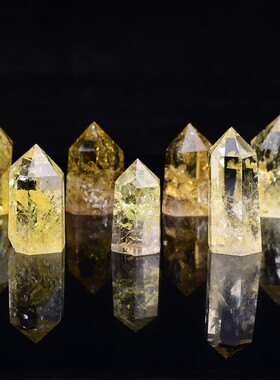 天然黄水晶原石摆件 水晶柱家居摆件 办公水晶消磁净化原石