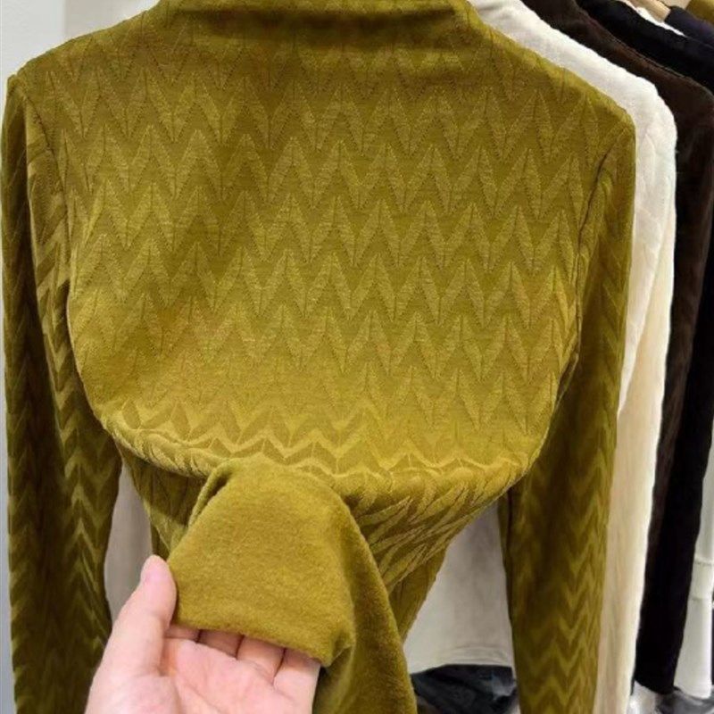 高级感提花德绒半高领打底衫女秋冬新款大码女装修身内搭加绒T恤,淘宝优惠券,粉丝福利购,淘宝优惠卷