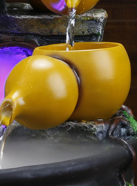 升级版带球大五福临门纳福开业礼品送雾化器葫芦喷泉流水摆件