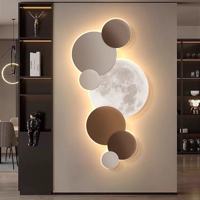 LED壁灯月球玄关装饰画灯光画入户正对门客厅挂画高级感过道壁画,淘宝优惠券,粉丝福利购,淘宝优惠卷