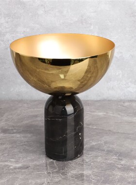 新中式大理石锅盖样板房售楼部卧室书房客厅餐厅桌面家居饰品摆件