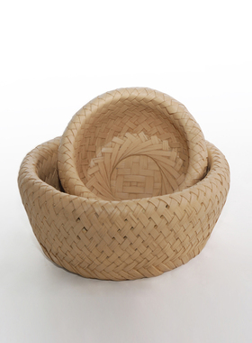 北欧复古怀旧砂岩仿编织篓收纳摆件样板间民宿酒店竹篮插花器装饰